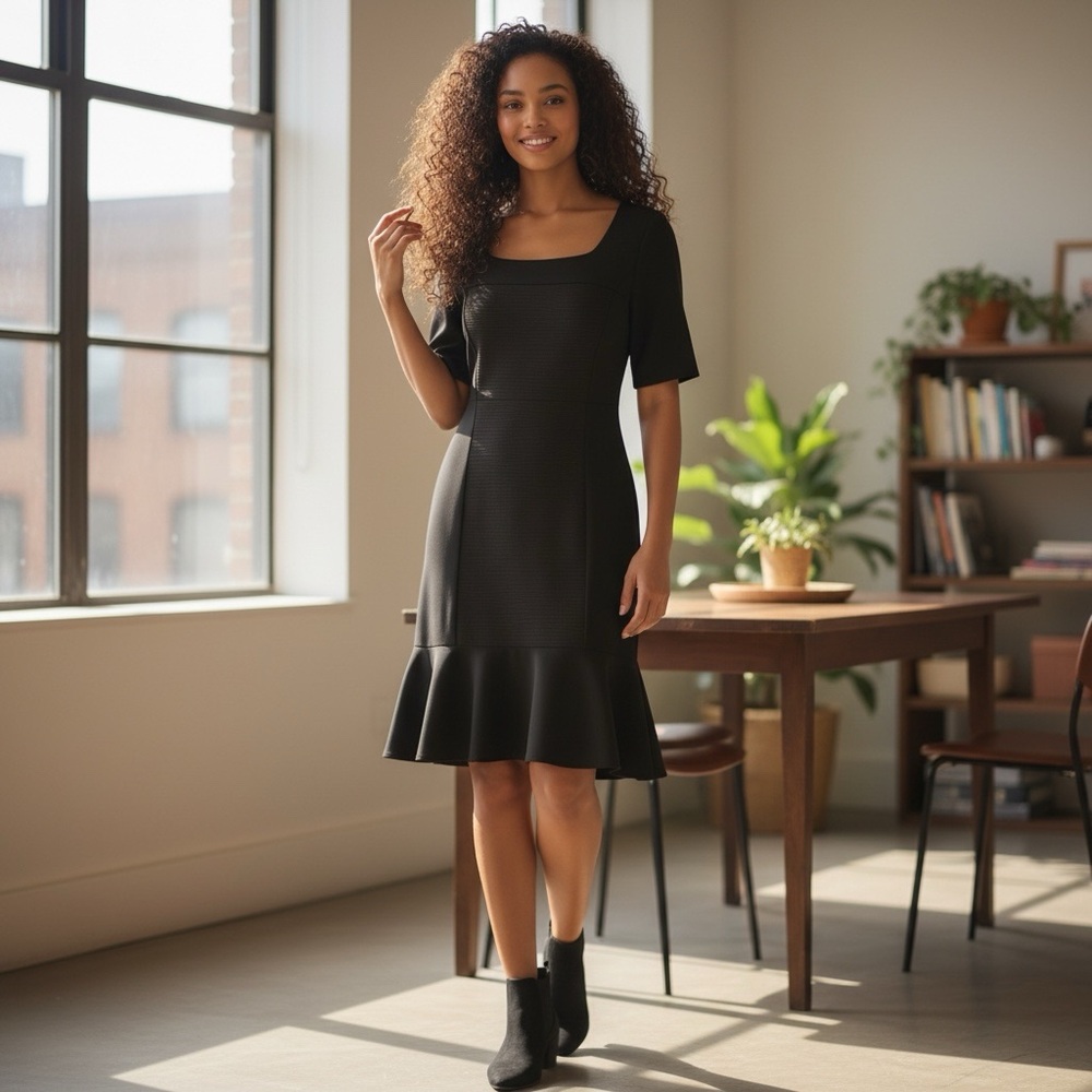 Laundry By Shelli Segal Black Midi Dress